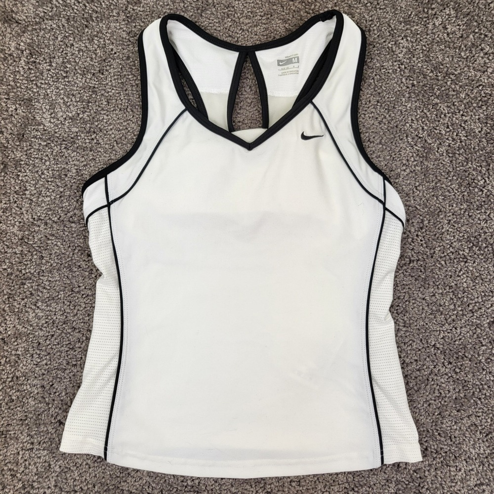 Nike Tank Top Womens Medium White Excellent FIT DRY Racerback 208401-100